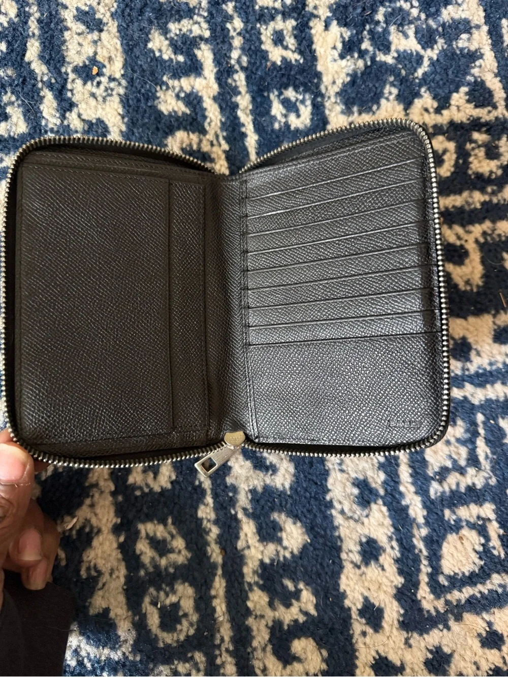 Bally Black Zip-Around Leather Card & Key Holder